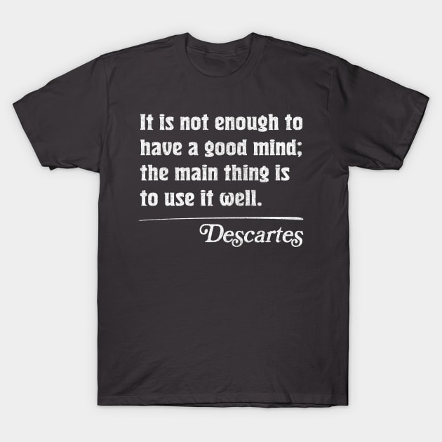 It is not enough to have a good mind; the main thing is to use it well - Descartes T-Shirt by DankFutura